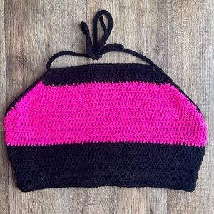 Hand Made Plus Size Crochet Halter Top, 1X-2X